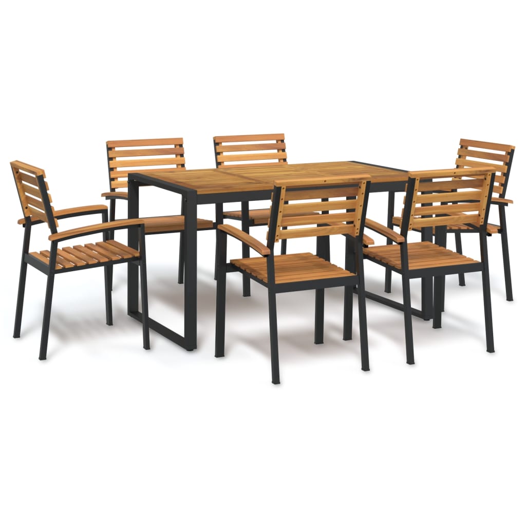 Hagespisegruppe 7 deler heltre akasie og metall vidaXL