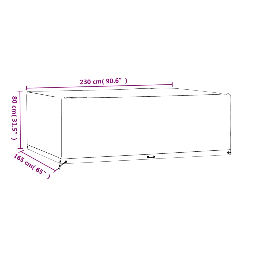 Hagemøbeltrekk 2 stk 12 maljer 230x165x80 cm rektangulær vidaXL
