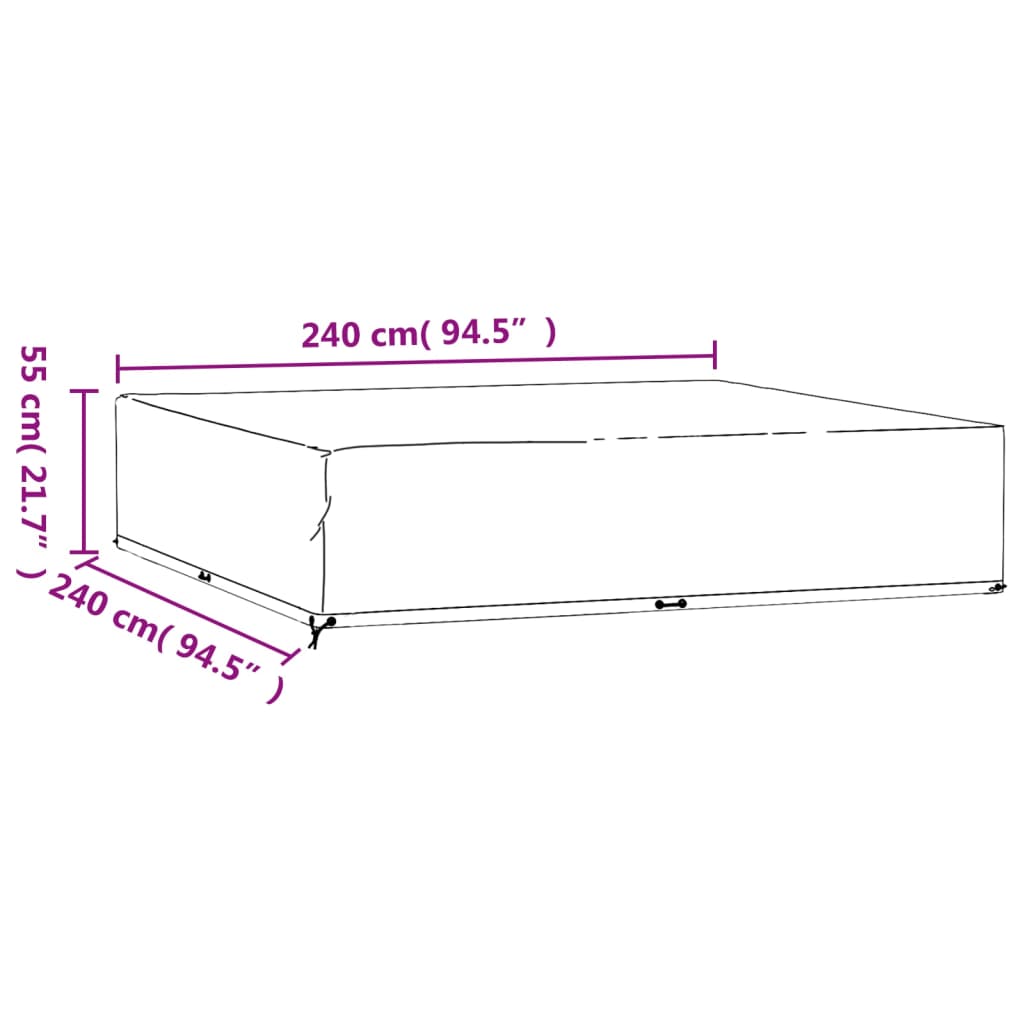 Hagemøbeltrekk 2 stk 16 maljer 240x240x55 cm firkantet