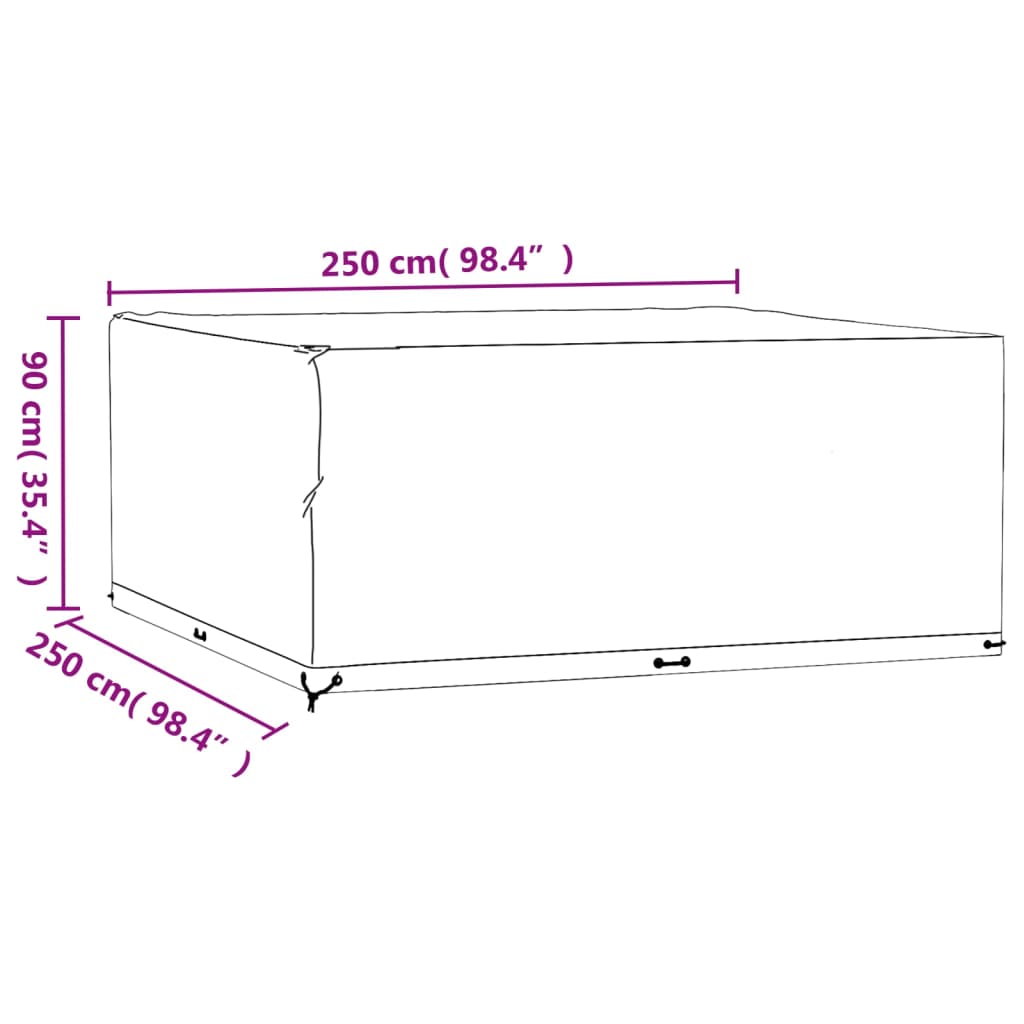 Hagemøbeltrekk 2 stk 16 maljer 250x250x90 cm firkantet