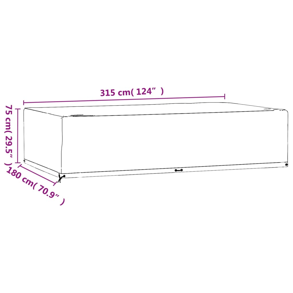 Hagemøbeltrekk 2 stk 12 maljer 315x180x75 cm rektangulær vidaXL