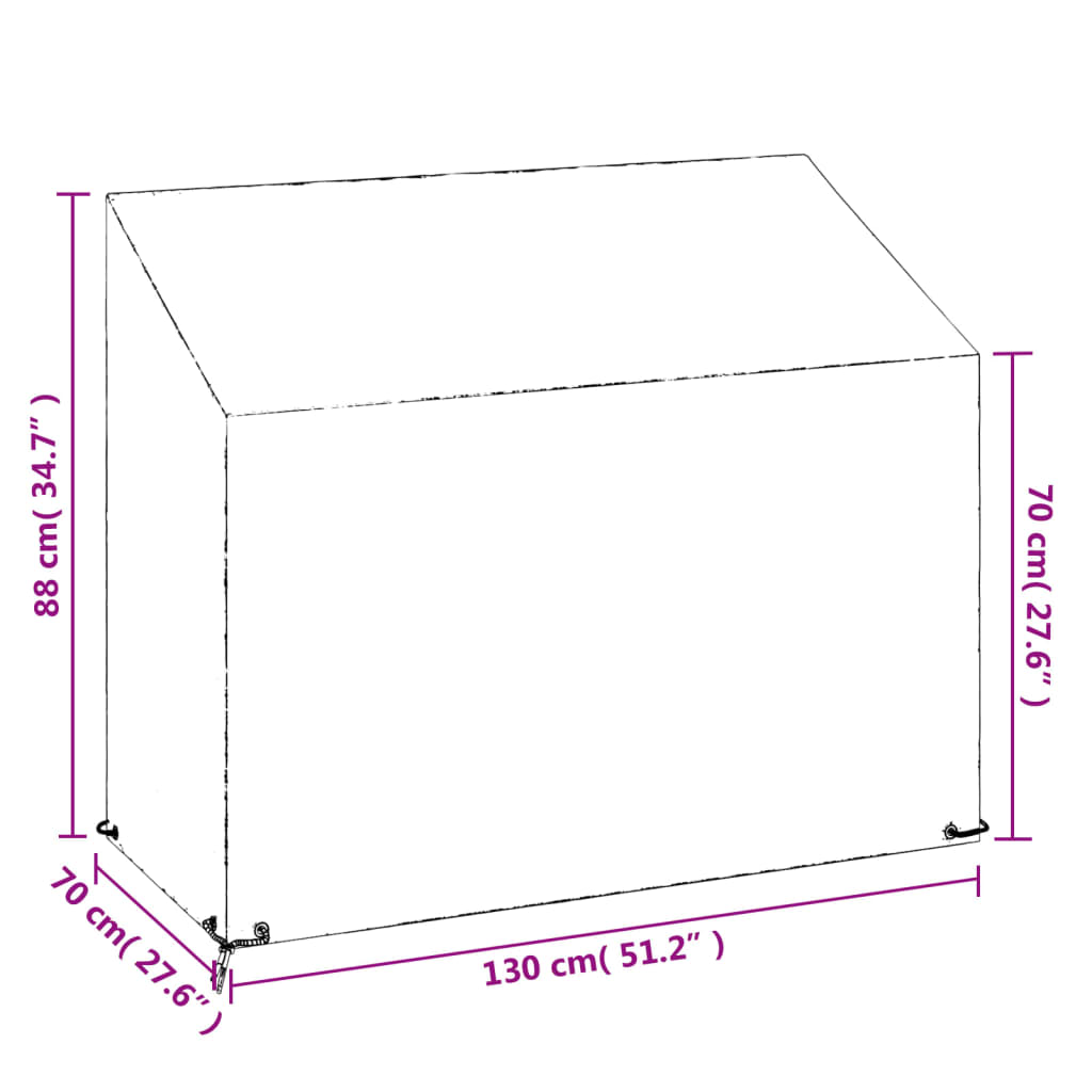 Trekk til hagebenk 2 stk 8 maljer 130x70x70/88 cm polyetylen