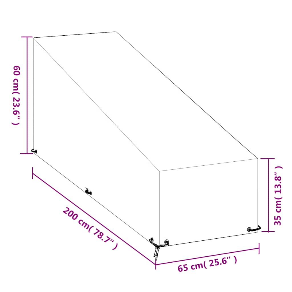 Solsengtrekk 2 stk 12 maljer 200x65x35/60 cm polyetylen vidaXL