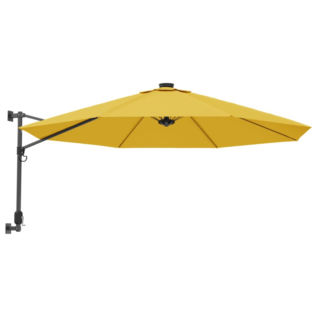 Veggmontert parasoll med LED gul 290 cm