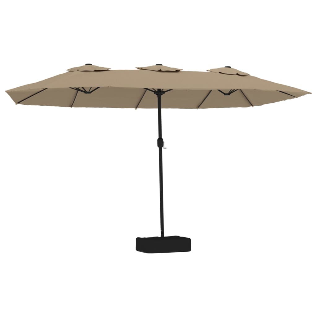 Parasoll dobbelt hode gråbrun 449x265 cm vidaXL