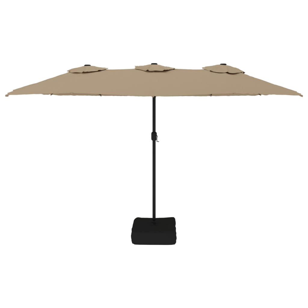 Parasoll dobbelt hode gråbrun 449x265 cm vidaXL