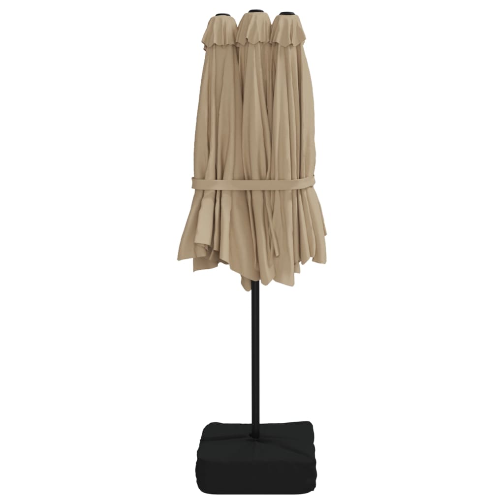 Parasoll dobbelt hode gråbrun 449x265 cm vidaXL