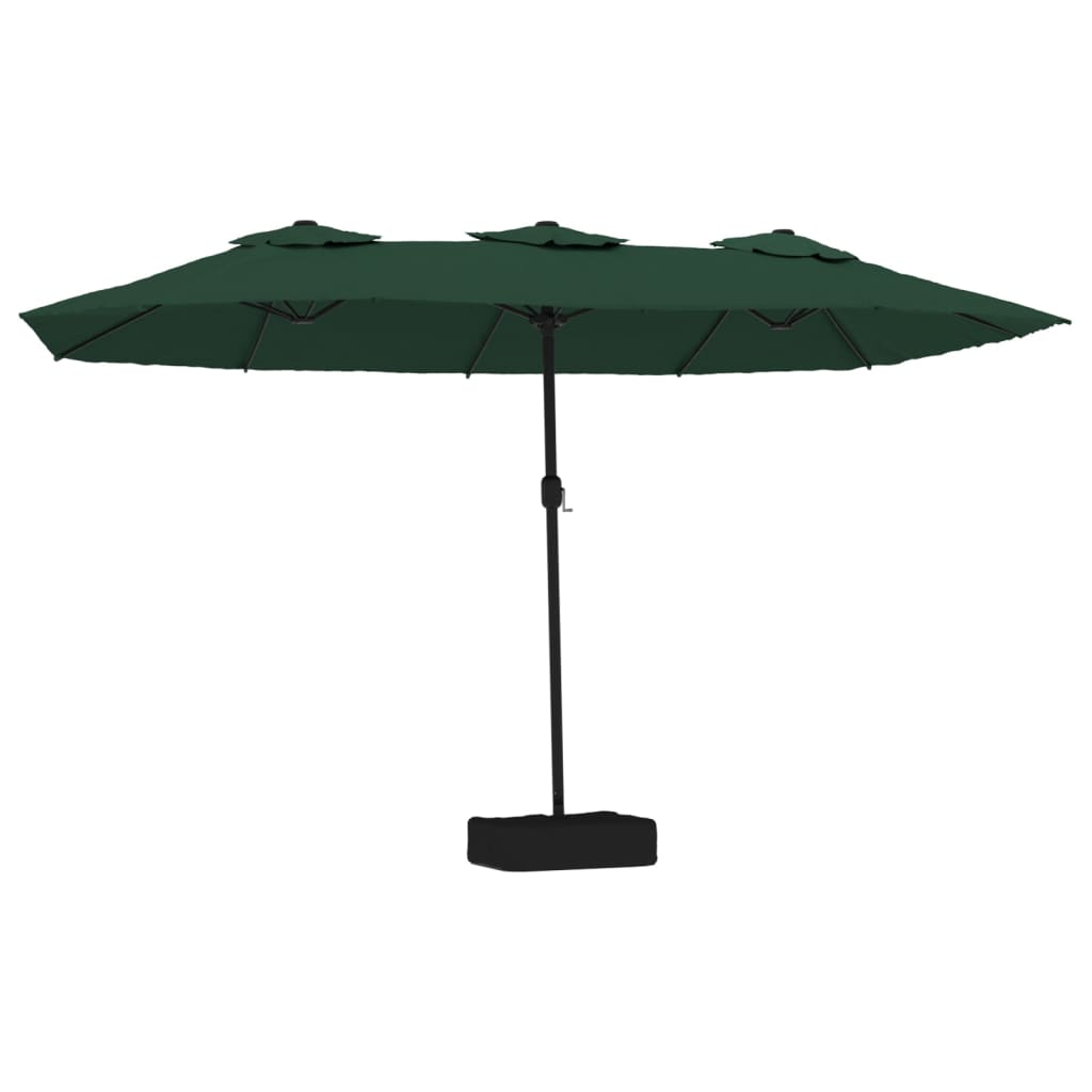Hageparasoll dobbelt hode med LED grønn 449x265 cm vidaXL