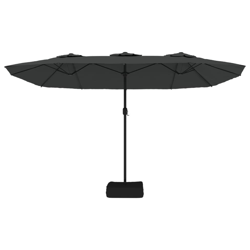 Hageparasoll dobbelt hode med LED antrasitt 449x265 cm vidaXL