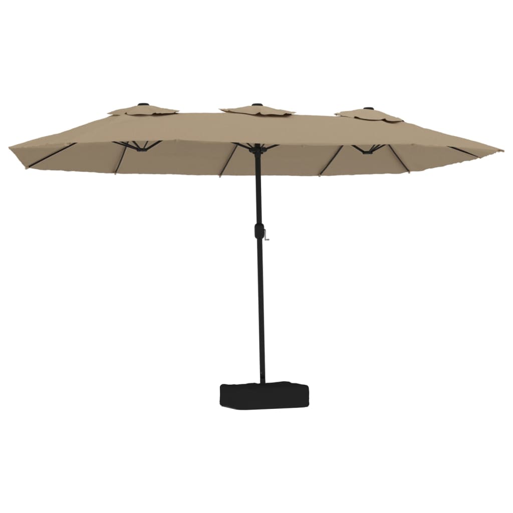 Hageparasoll dobbelt hode med LED gråbrun 449x265 cm vidaXL