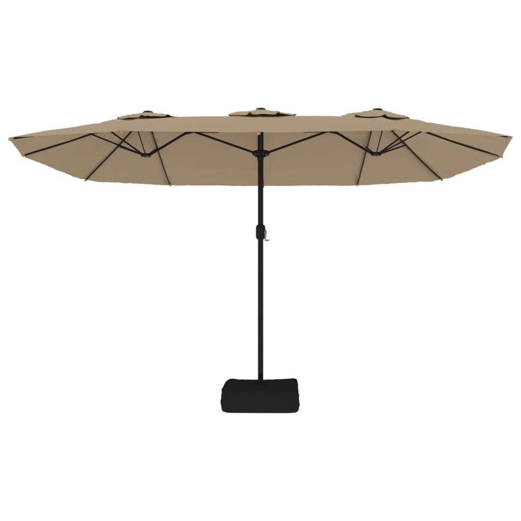 Hageparasoll dobbelt hode med LED gråbrun 449x265 cm vidaXL