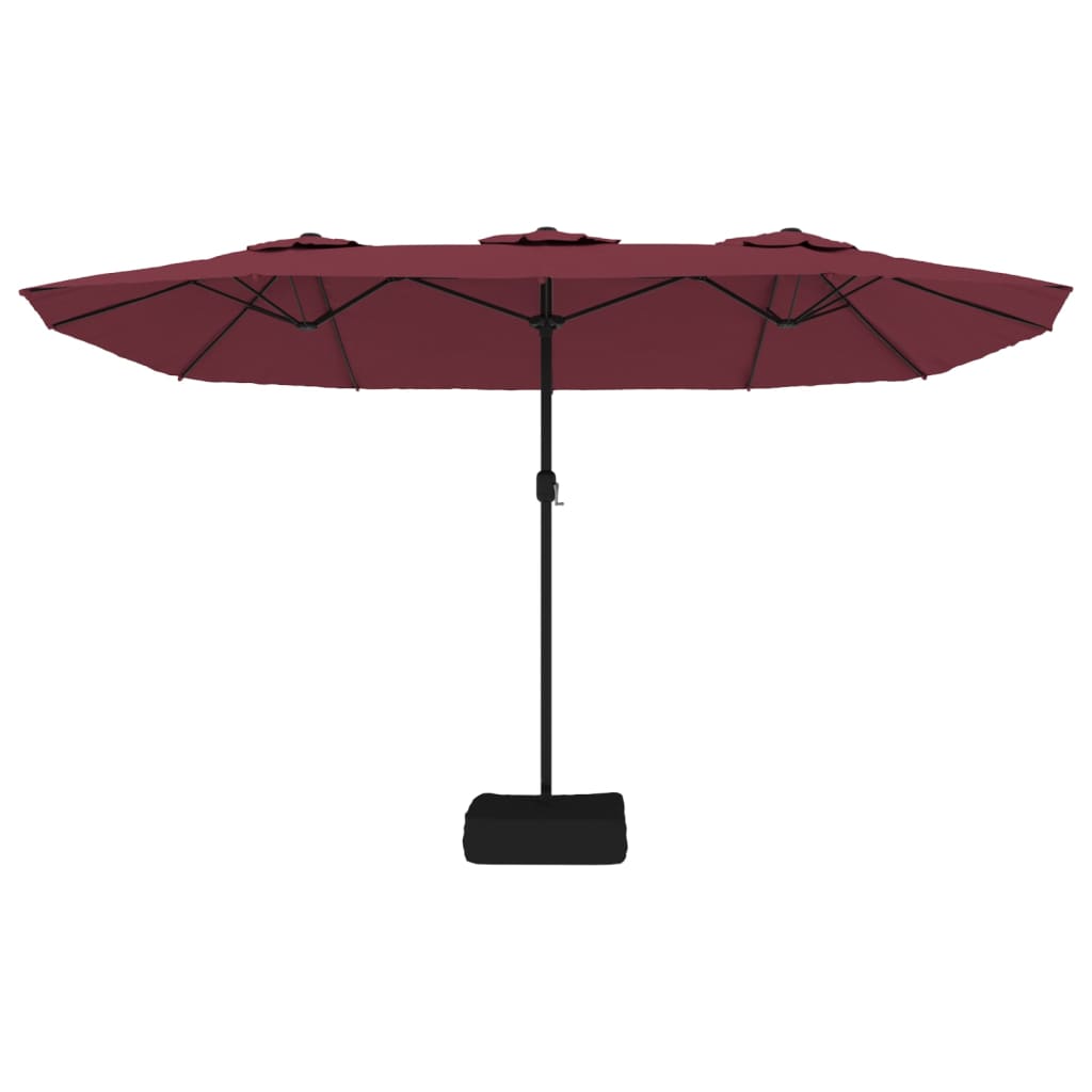 Hageparasoll dobbelt hode med LED vinrød 449x265 cm vidaXL