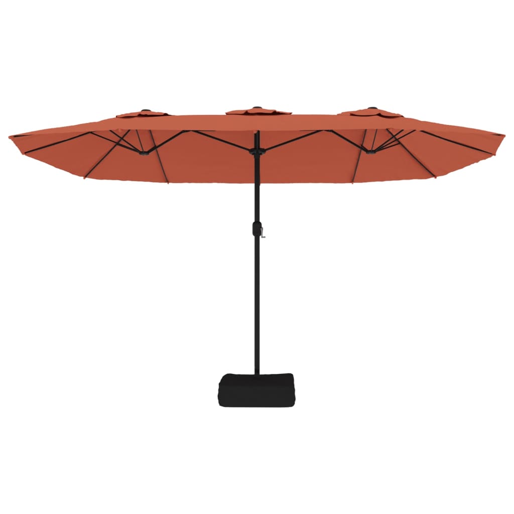 Hageparasoll dobbelt hode med LED terrakotta 449x265 cm vidaXL
