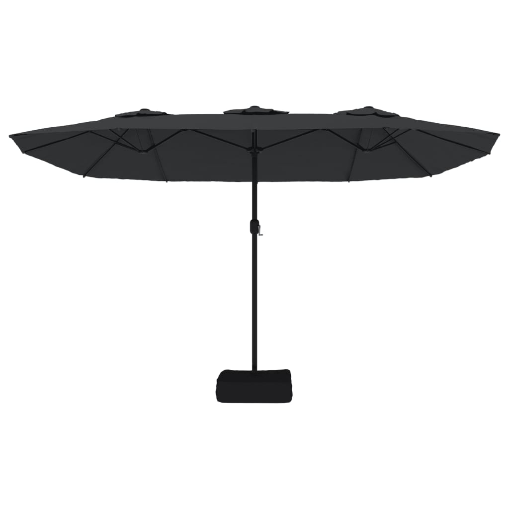 Hageparasoll dobbelt hode med LED svart 449x265 cm vidaXL