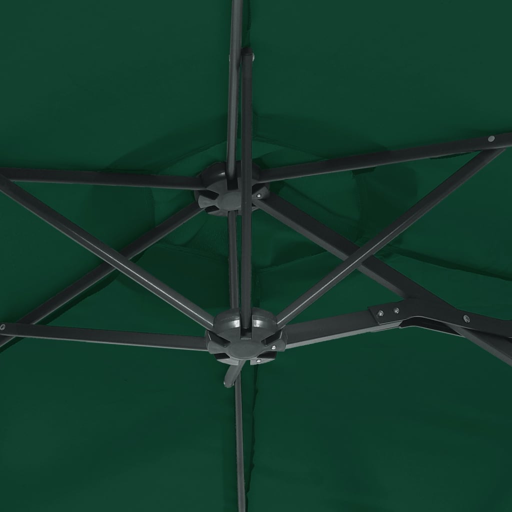 Hageparasoll dobbelt hode med LED grønn 316x145 cm