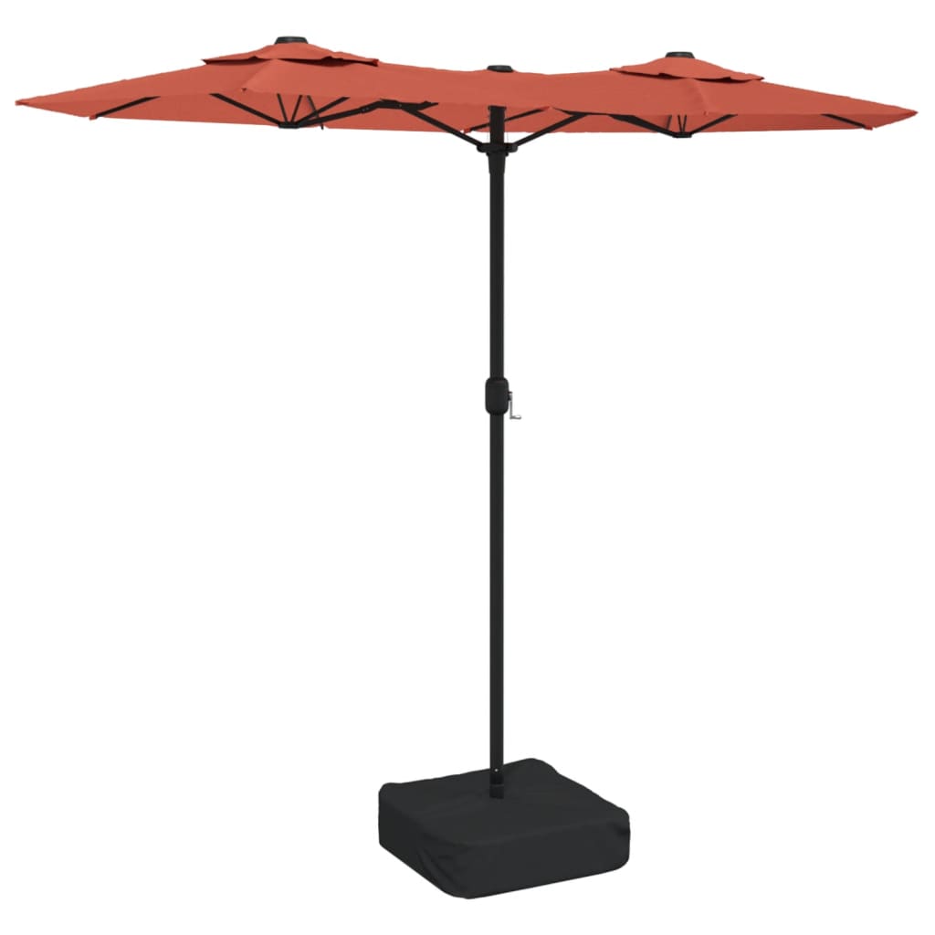 Hageparasoll dobbelt hode med LED terrakotta 316x145 cm