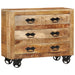 Skjenk med 3 skuffer 80x30x65 cm grov heltre mango