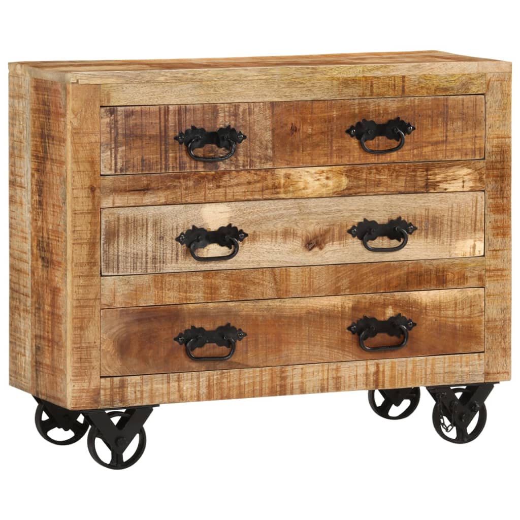 Skjenk med 3 skuffer 80x30x65 cm grov heltre mango