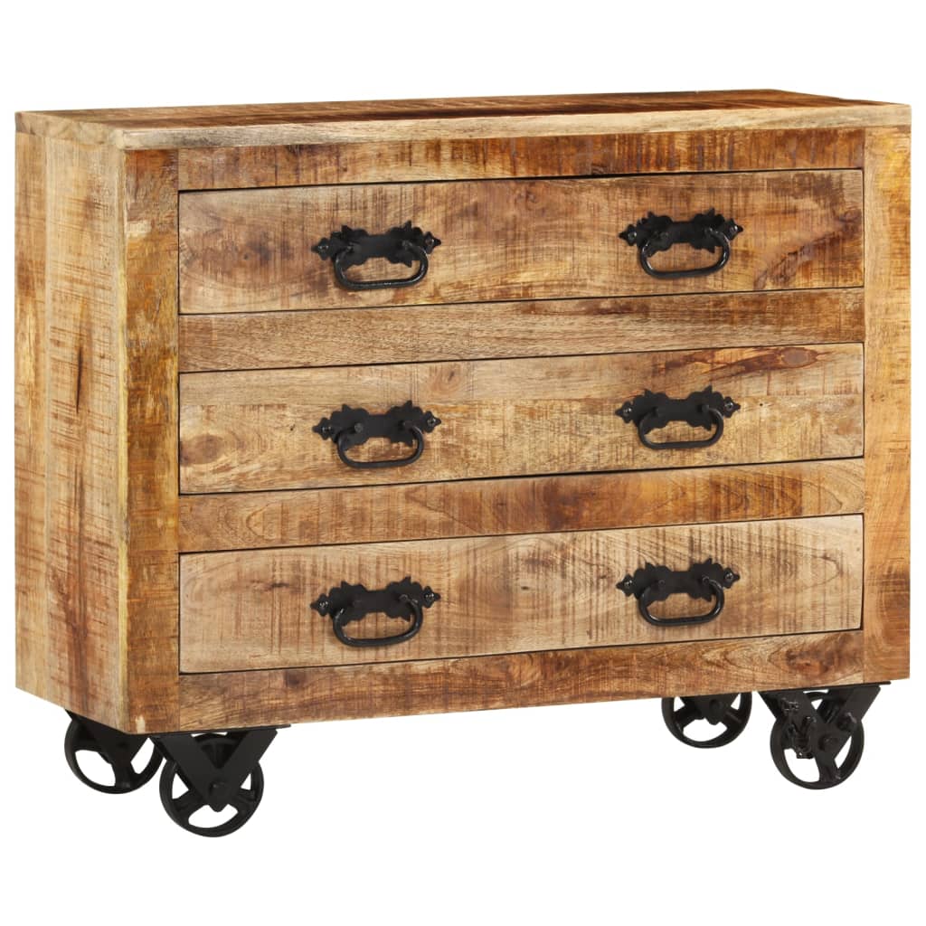 Skjenk med 3 skuffer 80x30x65 cm grov heltre mango