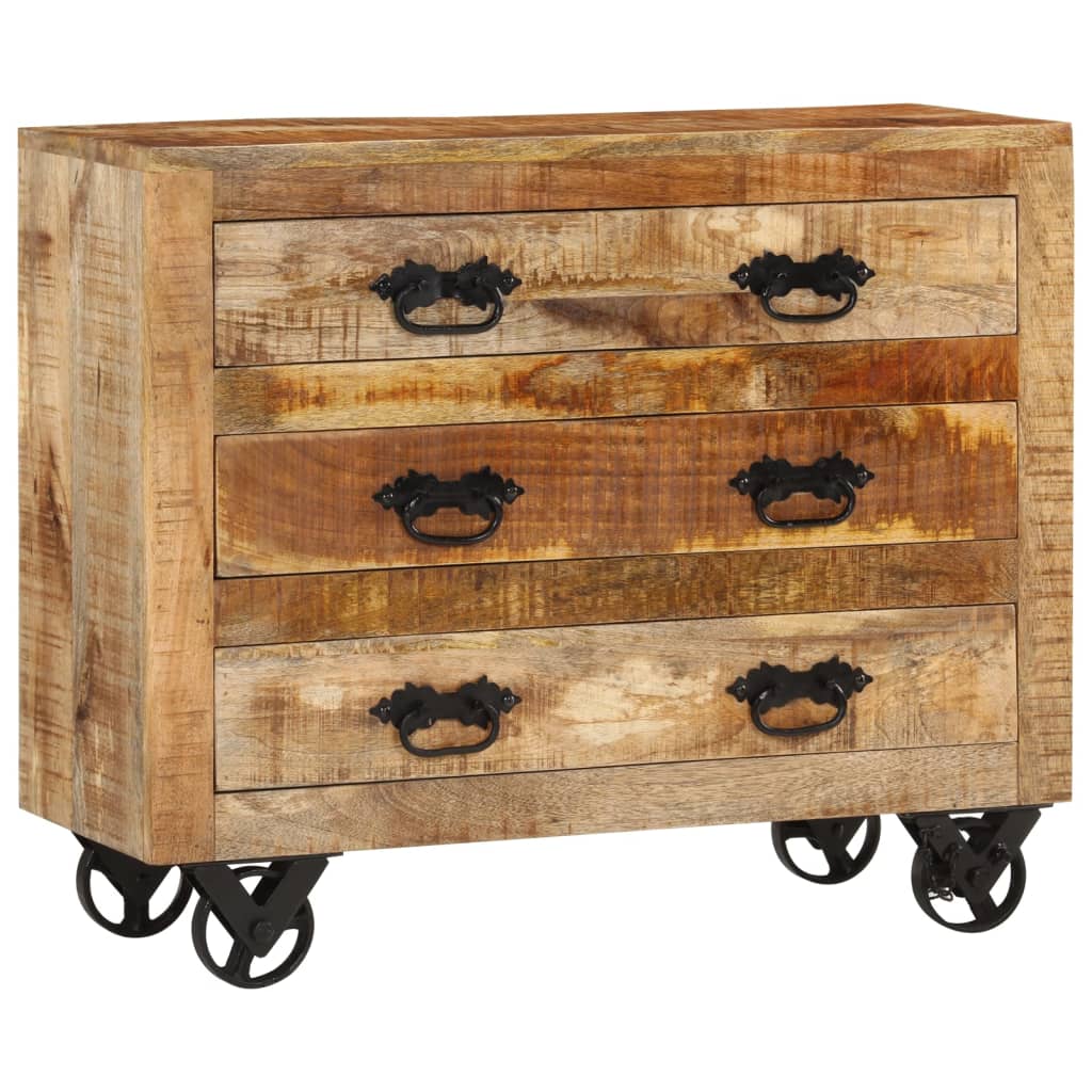 Skjenk med 3 skuffer 80x30x65 cm grov heltre mango
