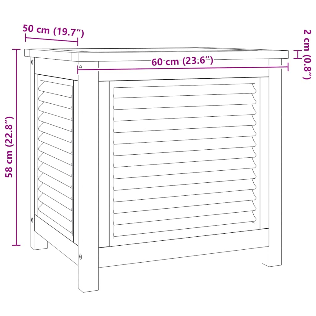 Putekasse med pose 60x50x58 cm heltre teak vidaXL