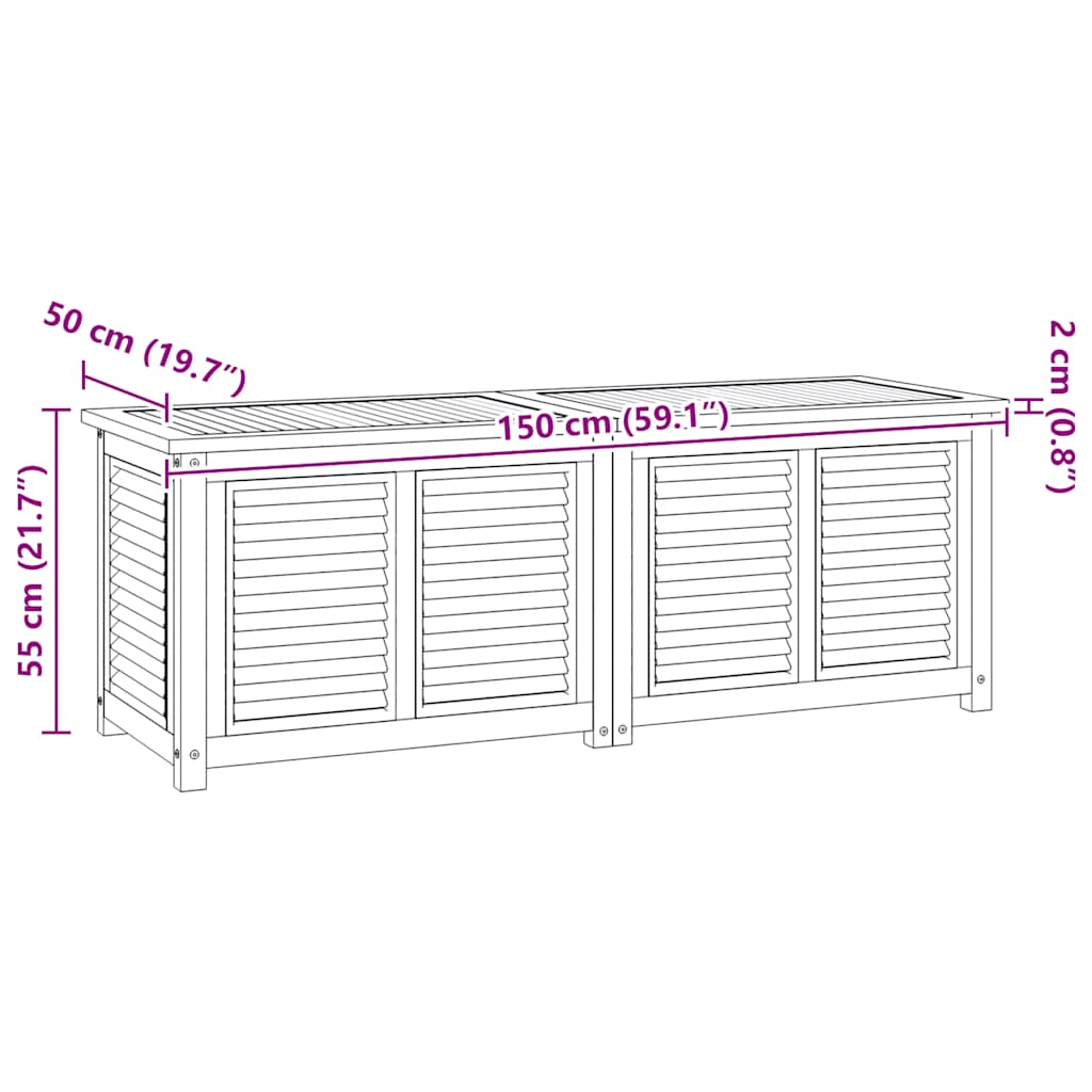 Putekasse med pose 150x50x55 cm heltre teak