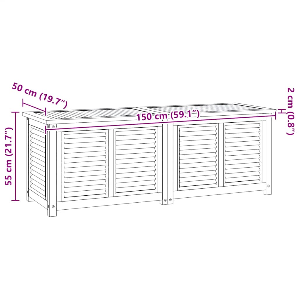 Putekasse med pose 150x50x55 cm heltre teak