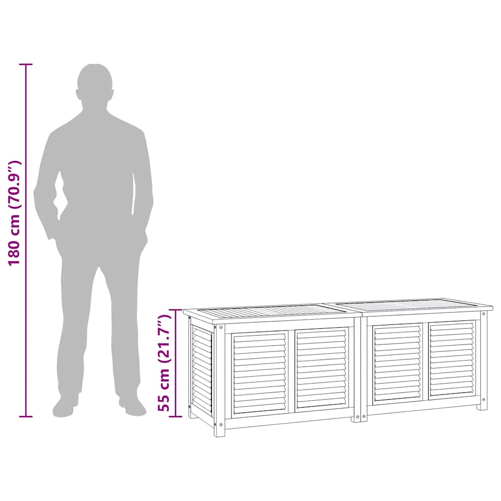 Putekasse med pose 150x50x55 cm heltre teak