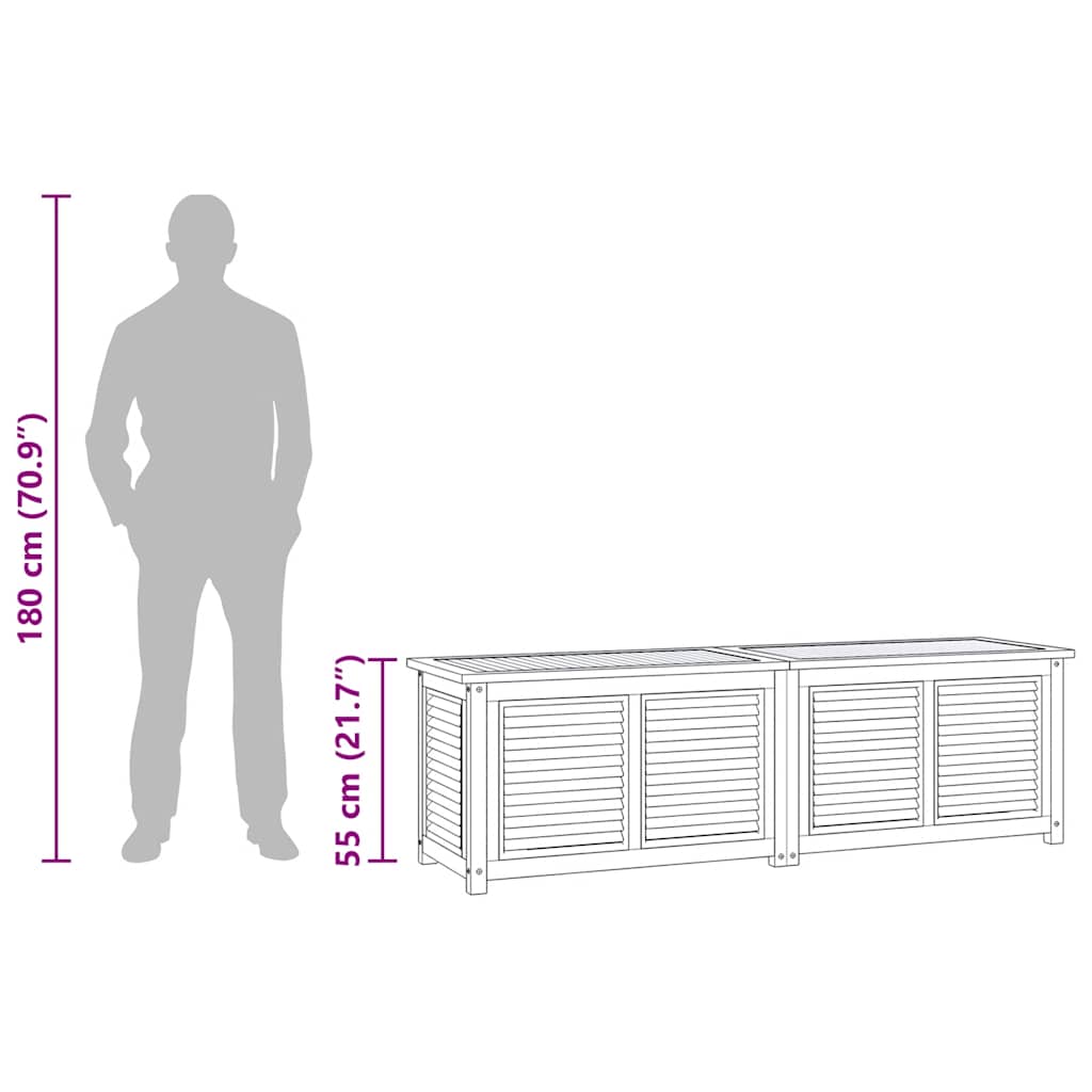 Putekasse med pose 175x50x55 cm heltre teak