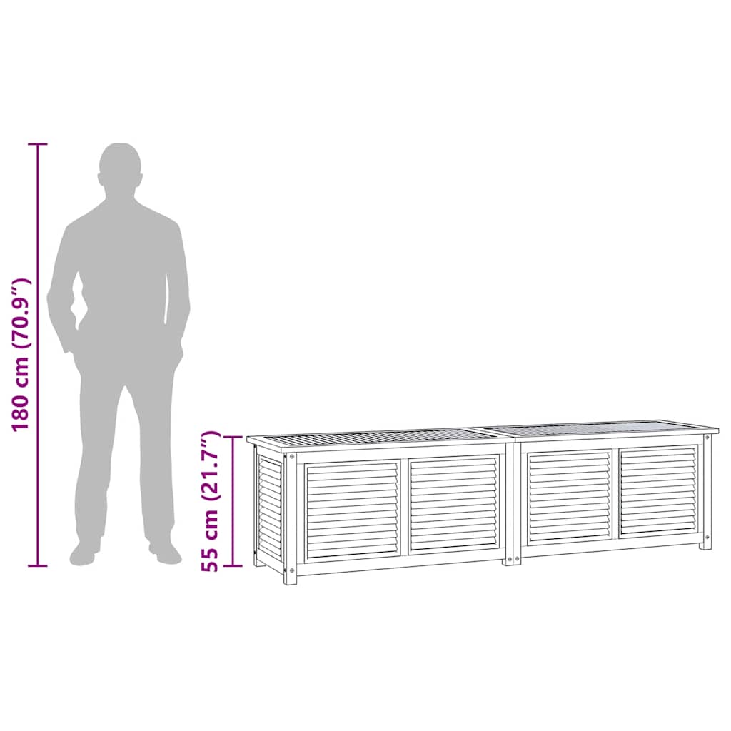 Putekasse med pose 200x50x55 cm heltre teak