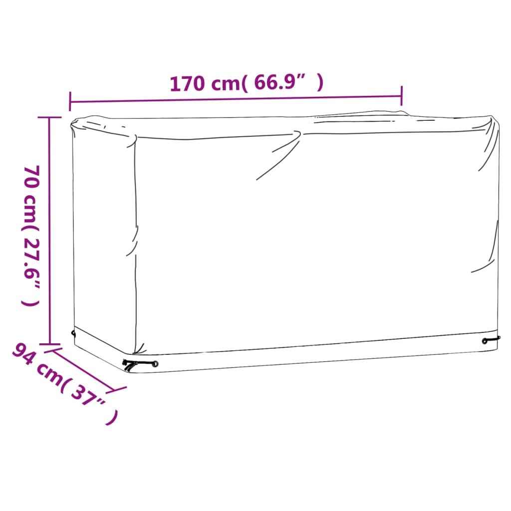 Hagemøbeltrekk 8 maljer 170x94x70 cm rektangulær vidaXL