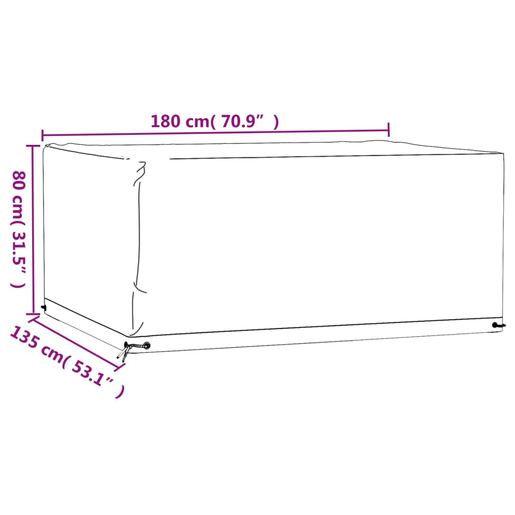 Hagemøbeltrekk 8 maljer 180x135x80 cm rektangulær