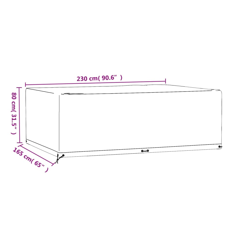 Hagemøbeltrekk 12 maljer 230x165x80 cm rektangulær vidaXL