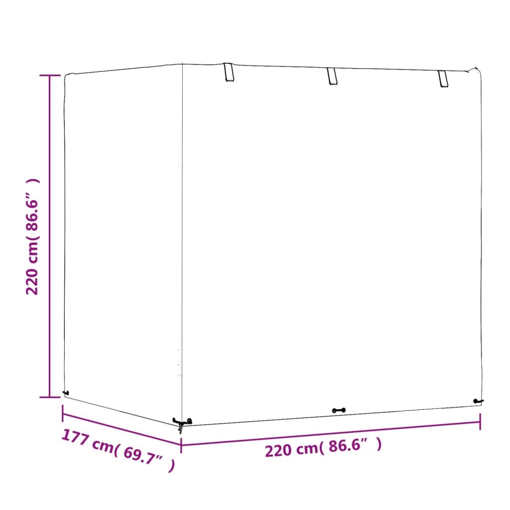 Trekk til huskebenk 12 maljer 220x177x220 cm polyetylen