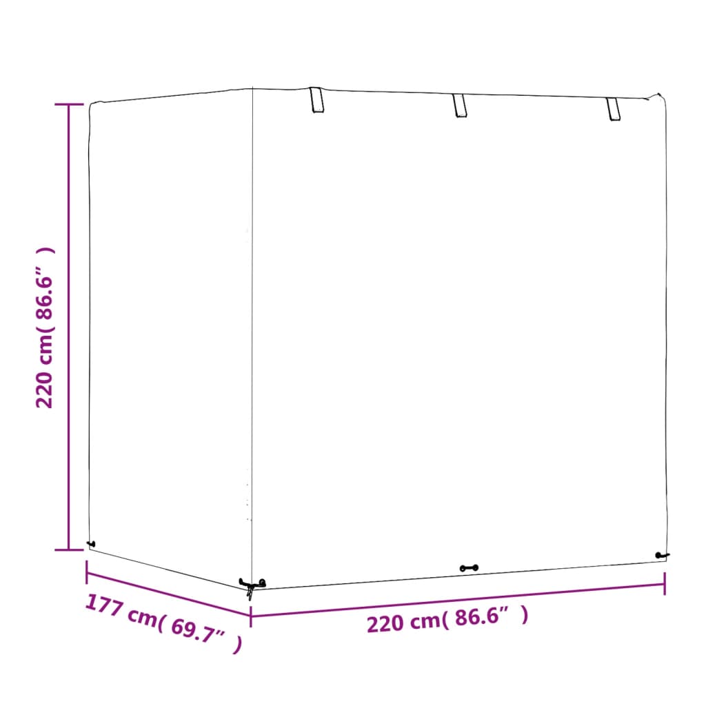 Trekk til huskebenk 12 maljer 220x177x220 cm polyetylen vidaXL