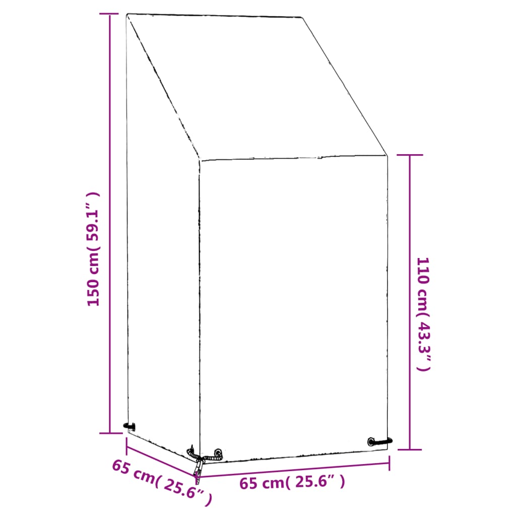 Trekk til utestol 8 maljer 65x65x110/150 cm polyetylen vidaXL