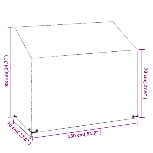 Trekk til hagebenk 8 maljer 130x70x70/88 cm polyetylen