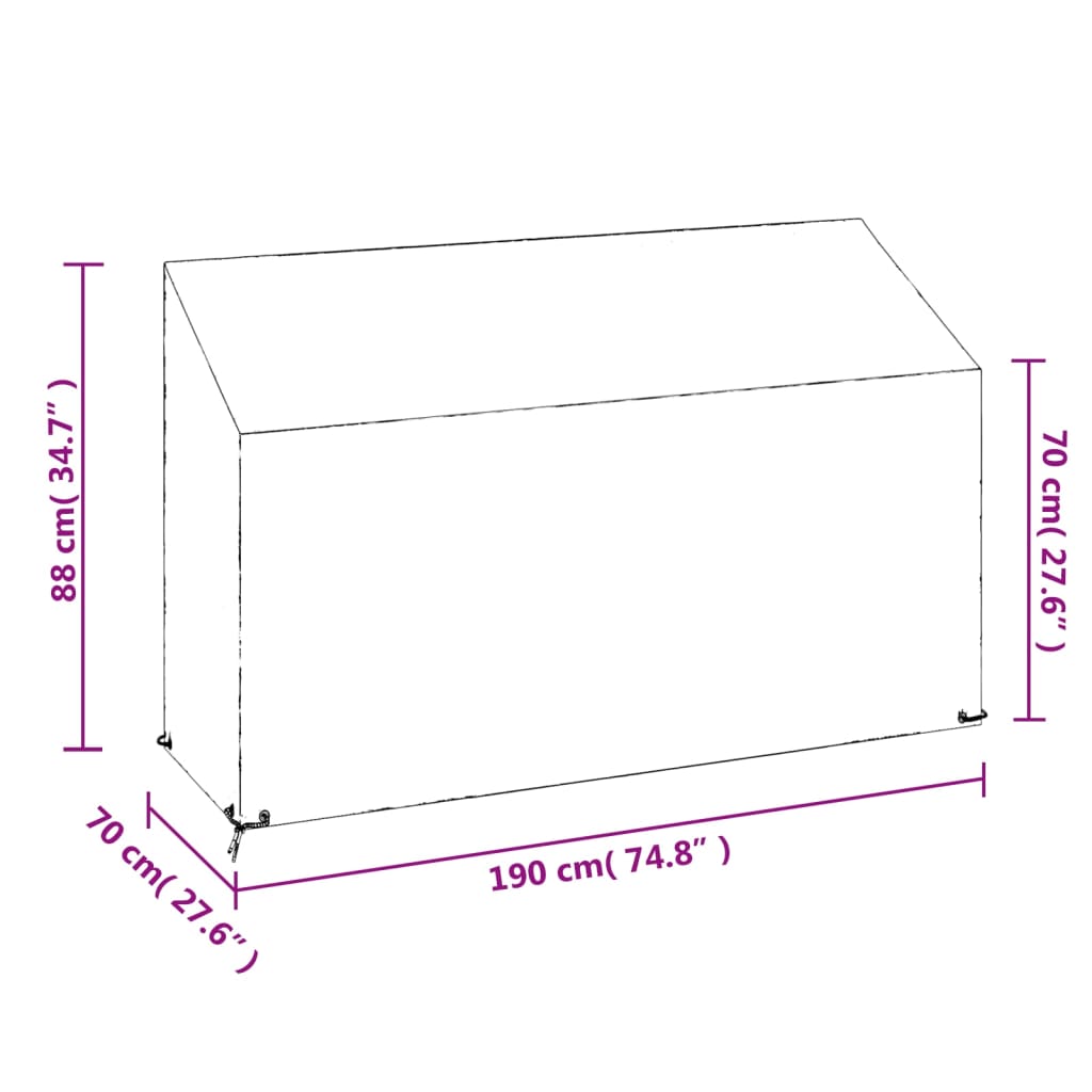Trekk til hagebenk 8 maljer 190x70x70/88 cm polyetylen vidaXL