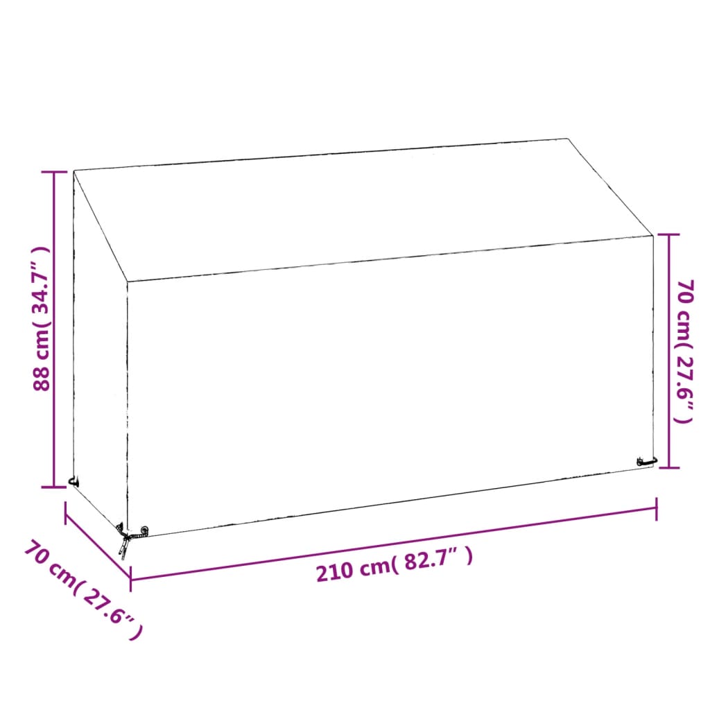 Trekk til hagebenk 12 maljer 210x70x70/88 cm polyetylen