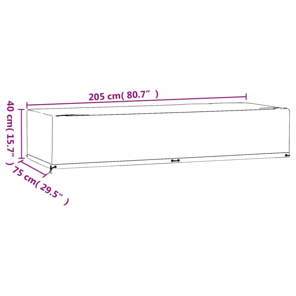 Solsengtrekk 12 maljer 205x75x40 cm polyetylen