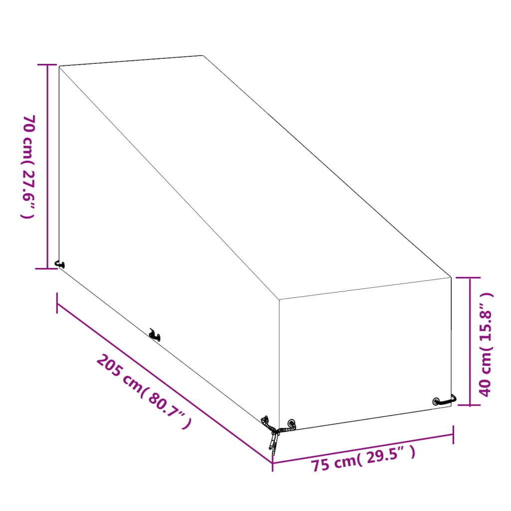 Solsengtrekk 12 maljer 205x75x40/70 cm polyetylen