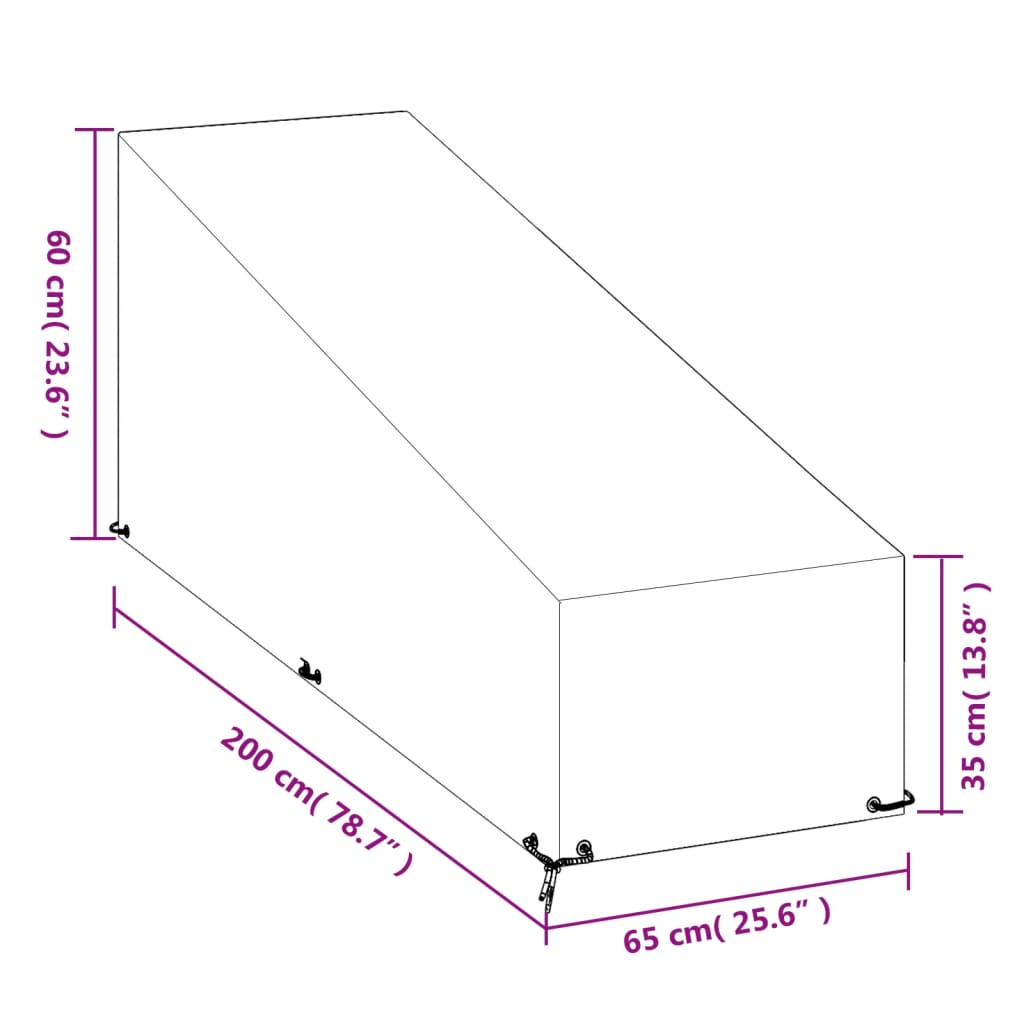 Solsengtrekk 12 maljer 200x65x35/60 cm polyetylen