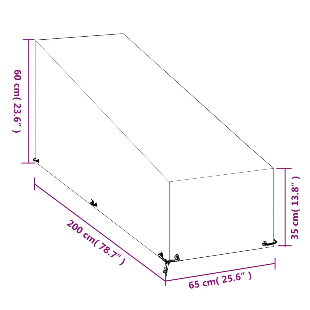 Solsengtrekk 12 maljer 200x65x35/60 cm polyetylen vidaXL