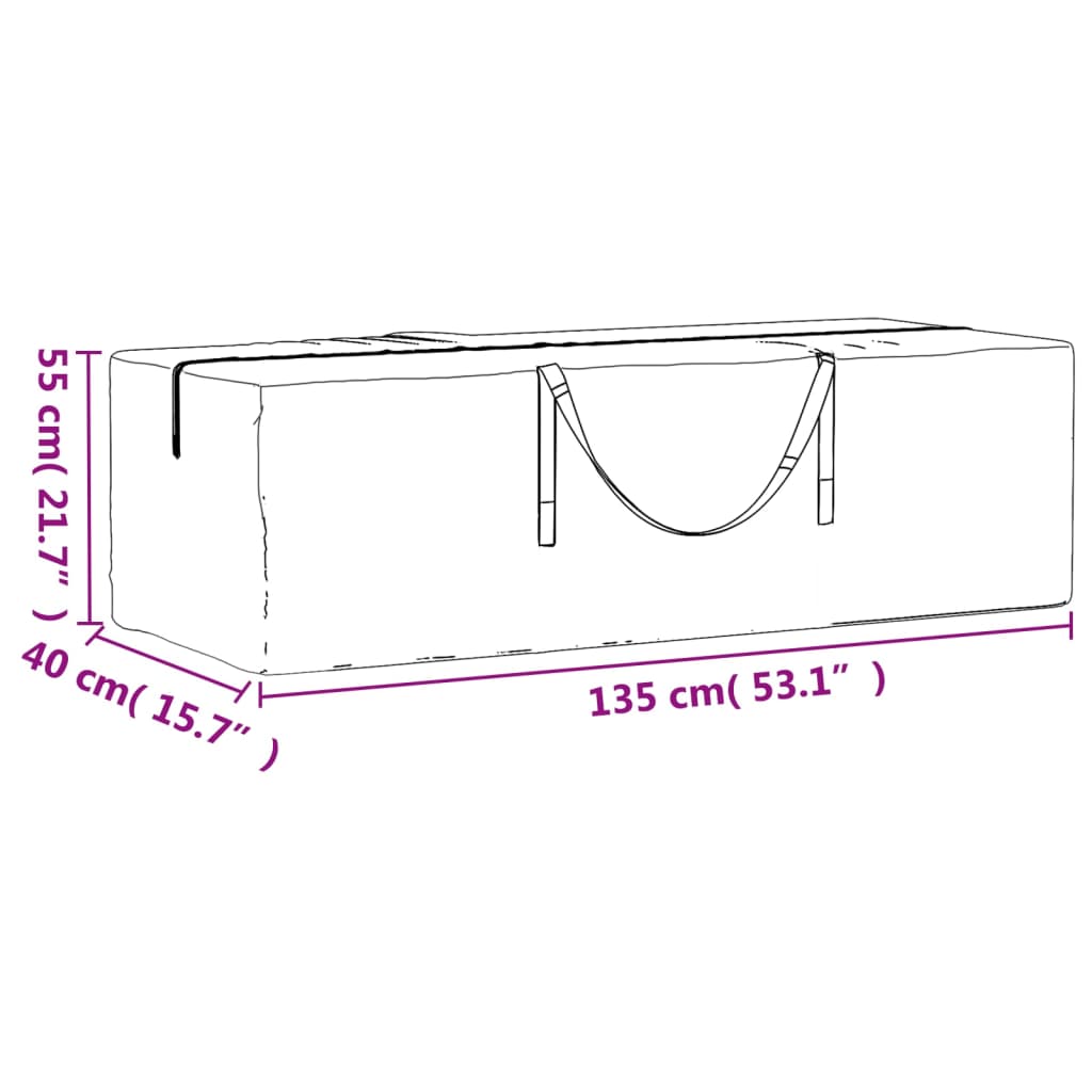 Oppbevaringspose for hageputer svart 135x40x55 cm polyetylen vidaXL
