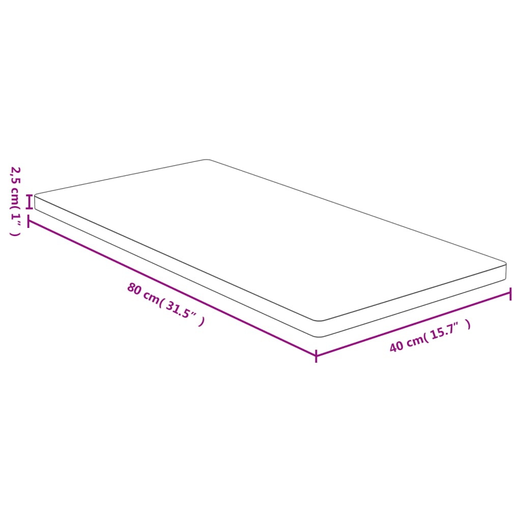 Bordplate 40x80x2,5 cm bambus