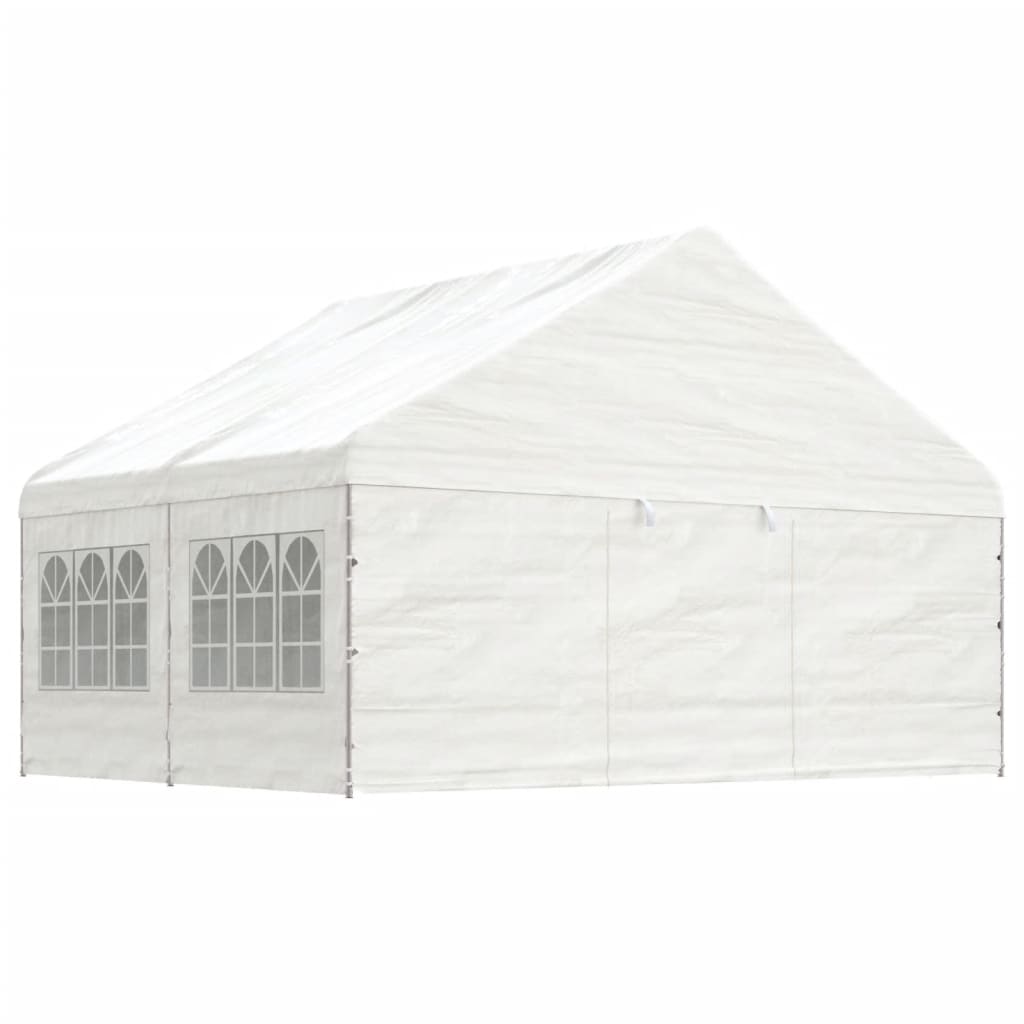 Paviljong med tak hvit 4,46x5,88x3,75 m polyetylen