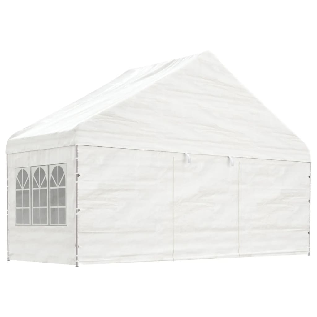 Paviljong med tak hvit 4,46x5,88x3,75 m polyetylen