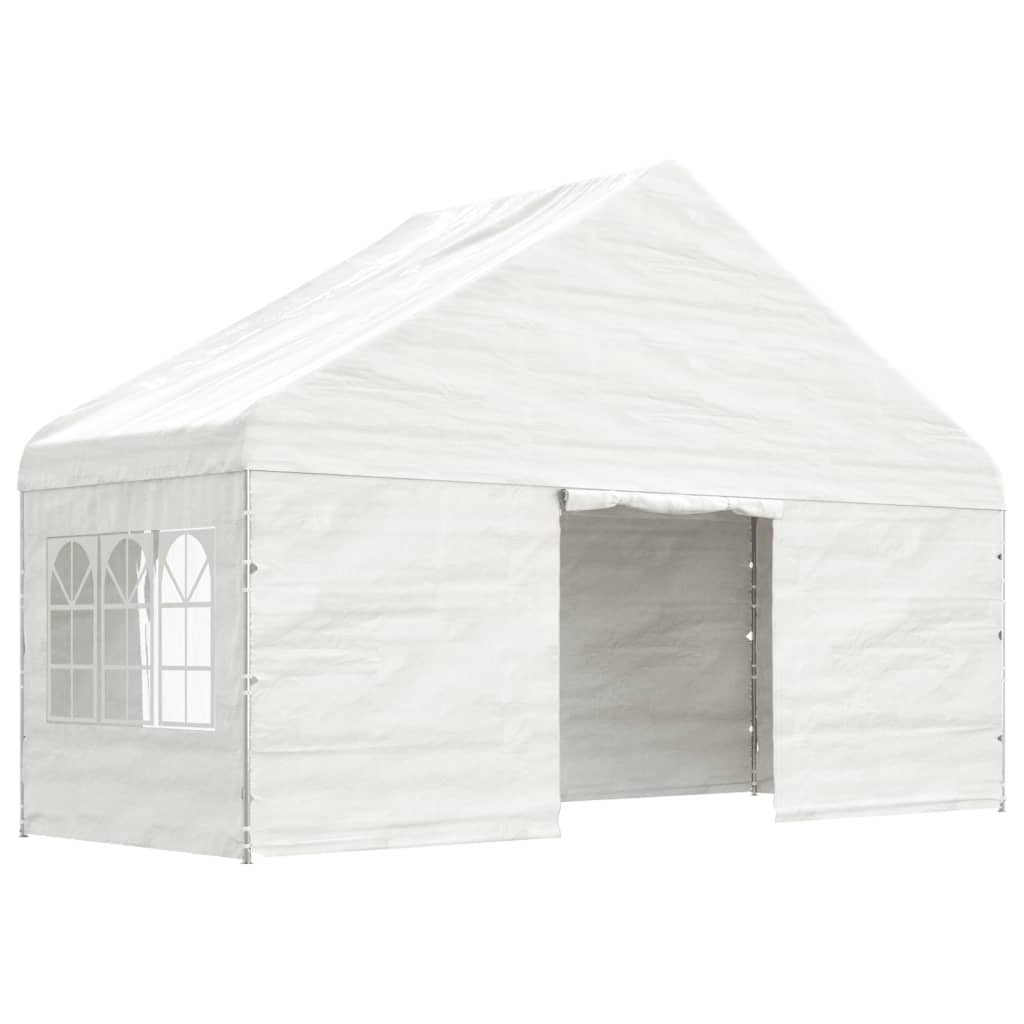 Paviljong med tak hvit 4,46x5,88x3,75 m polyetylen