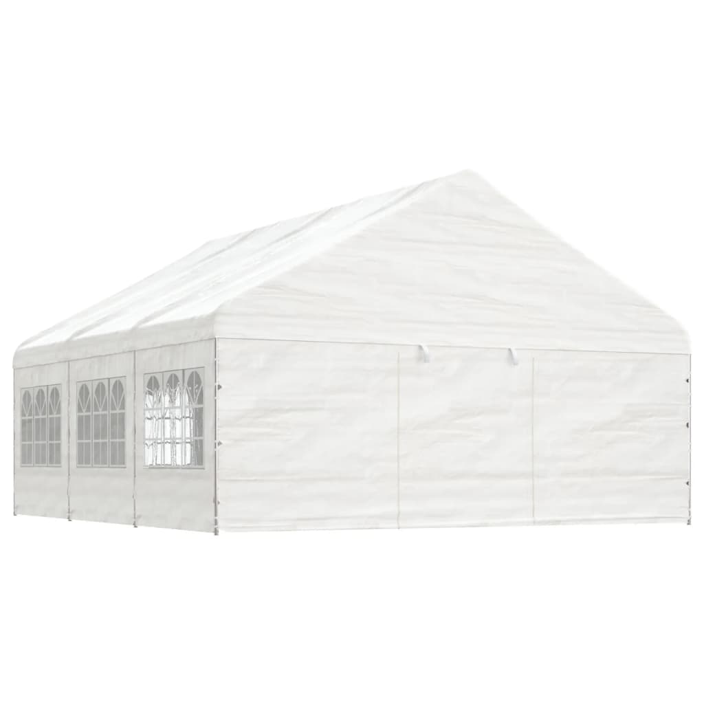 Paviljong med tak hvit 6,69x5,88x3,75 m polyetylen
