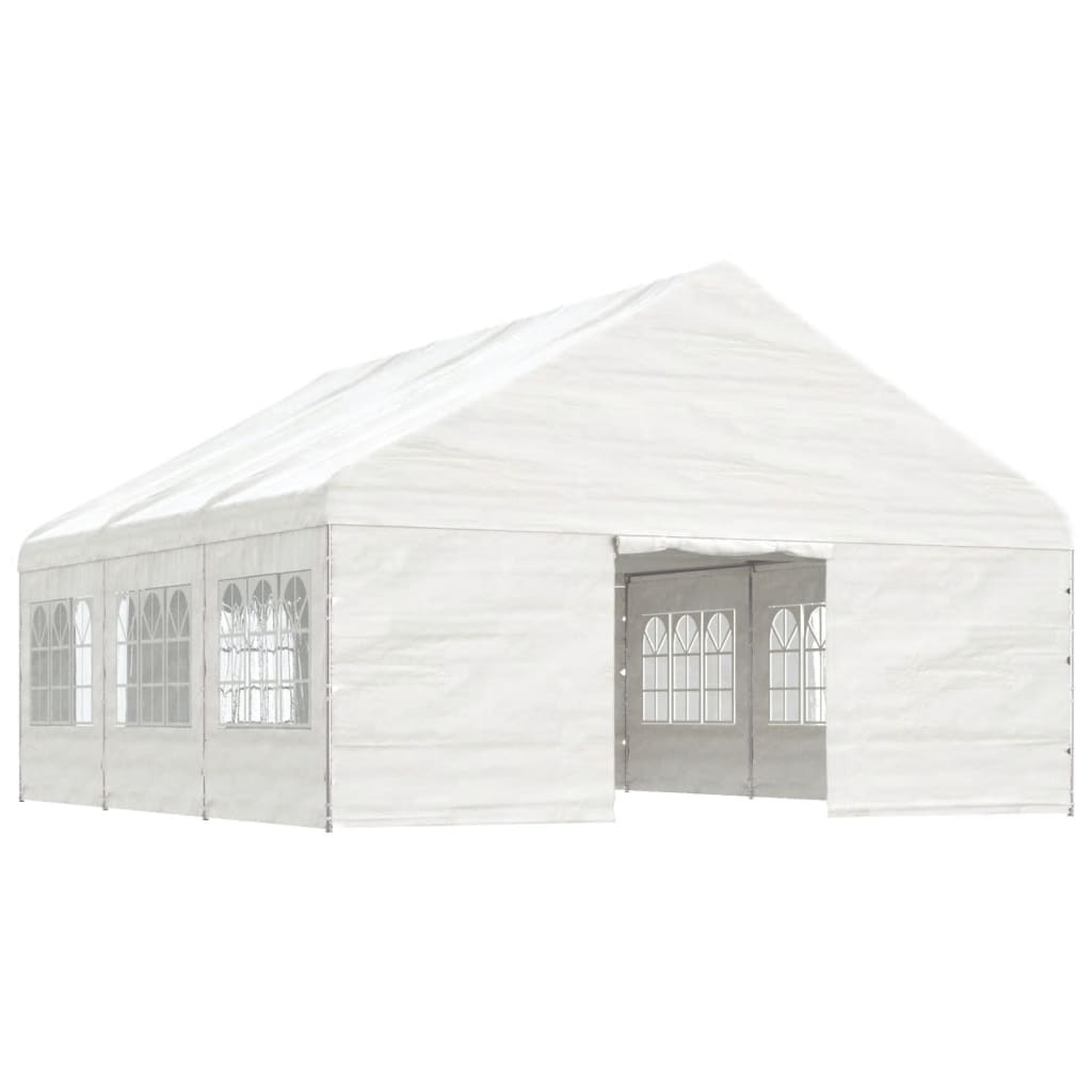 Paviljong med tak hvit 6,69x5,88x3,75 m polyetylen